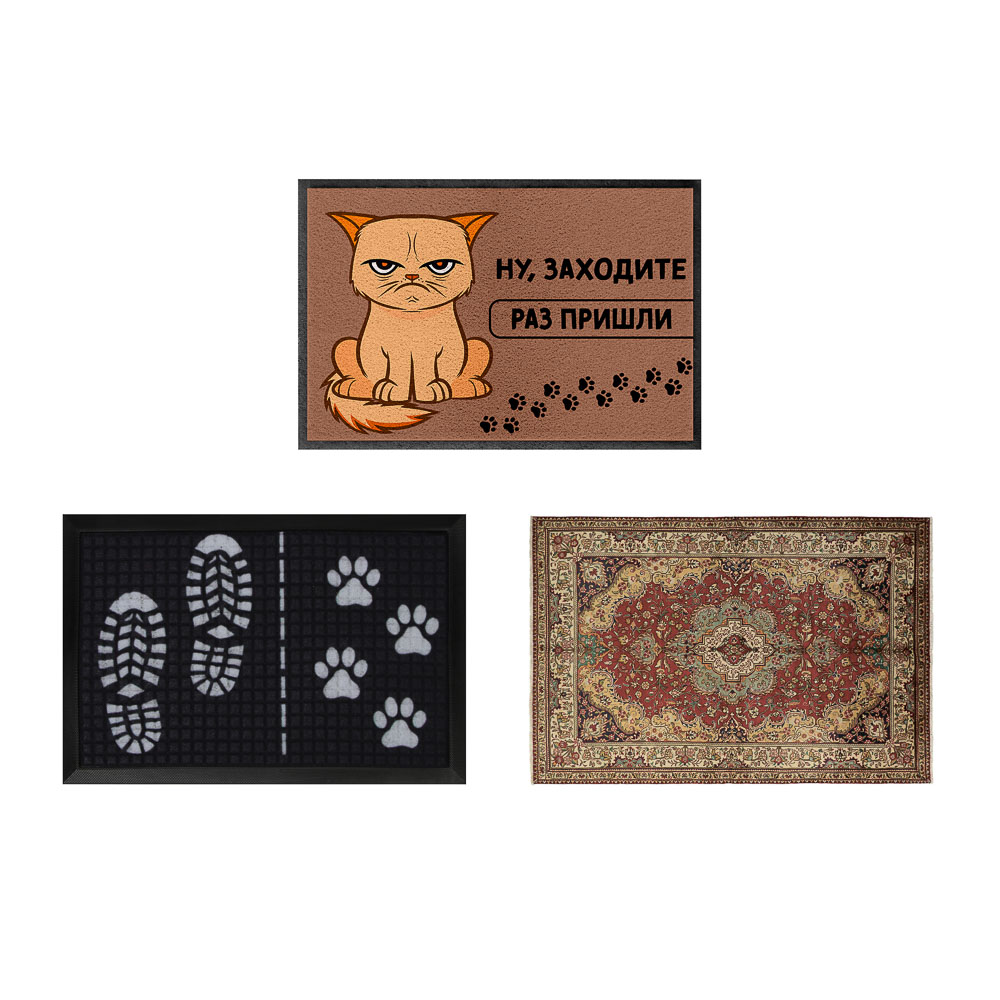 Коврик придверный тм VETTA Торин, 38х58см, полиэстер, 3 дизайна, арт.№ 466-407