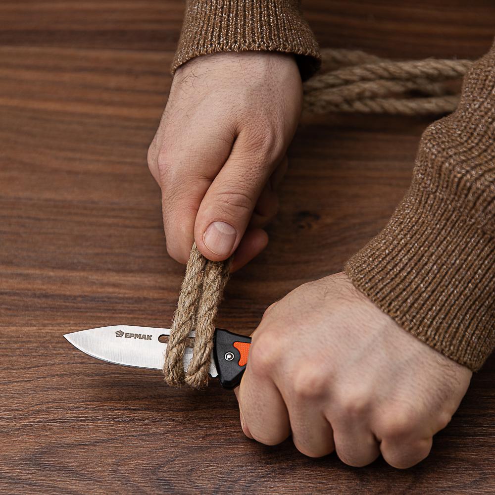 ЕРМАК Нож туристический складной, 17,4 см, 2CR13, ABS пластик, арт.№ 070-032