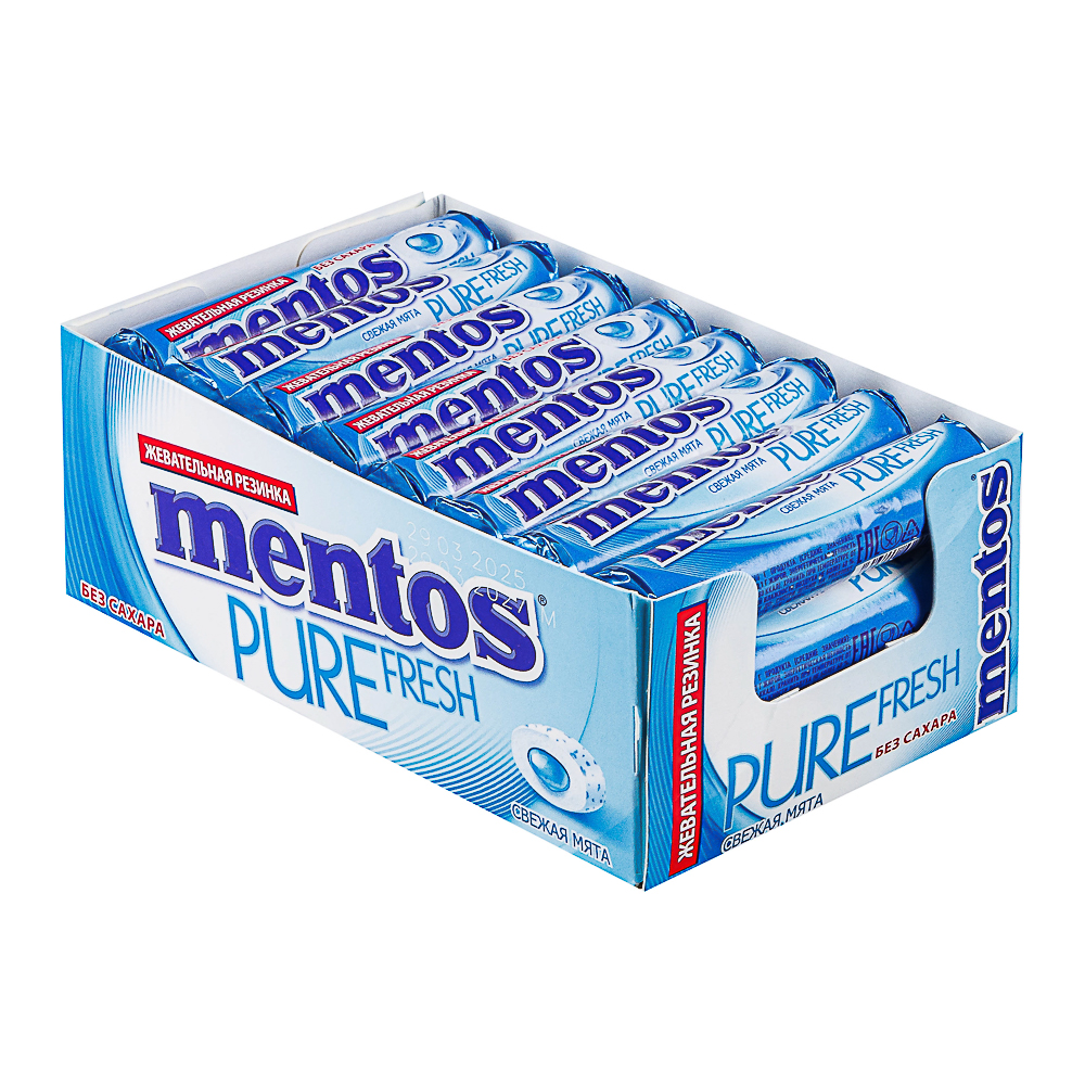 Жевательная резинка MENTOS PURE FRESH вишня, арбуз, виноград, мята, тутти-фрутти 15,5г., арт.№ 347-348