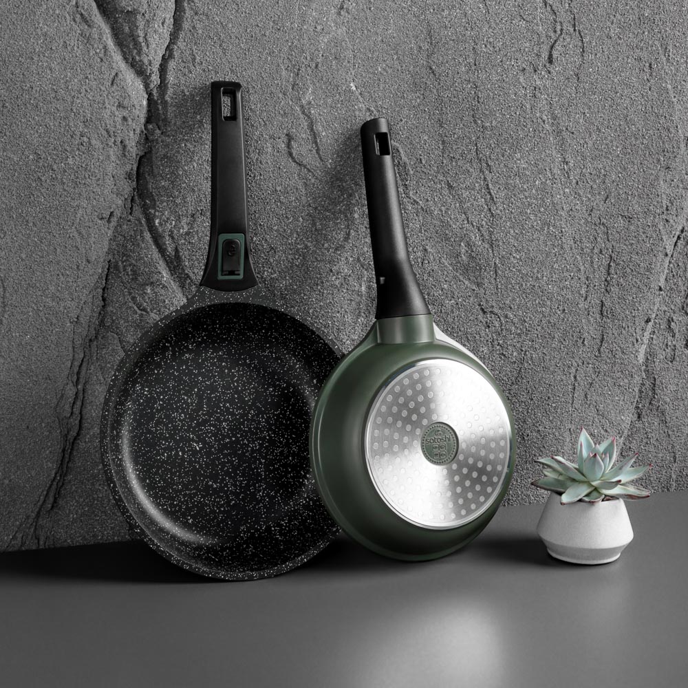 SATOSHI Уран Сковорода литая d24см, антипригарное покрытие Мрамор, индукция, съемная ручка, арт.№ 846-456