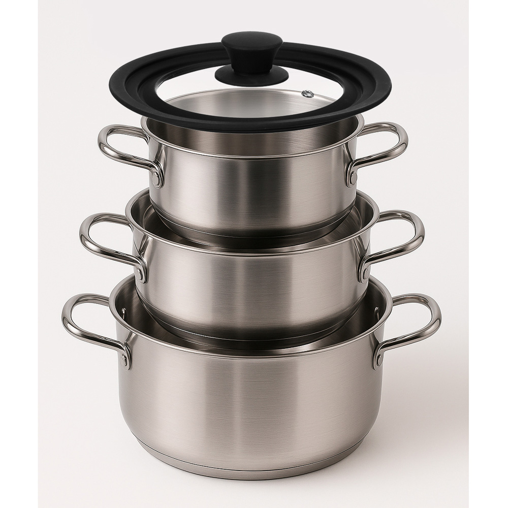 SATOSHI Крышка универсальная стекло/силикон с ручкой, 20-22-24см, арт.№ 848-074