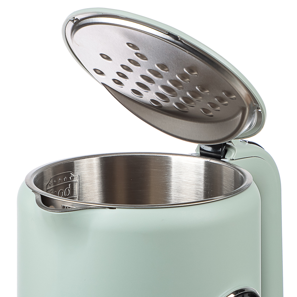 LEBEN Чайник электрический 1,7л двойные стенки пластик/нерж сталь, поддерж.температуры, оливк.и беж., арт.№ 291-135