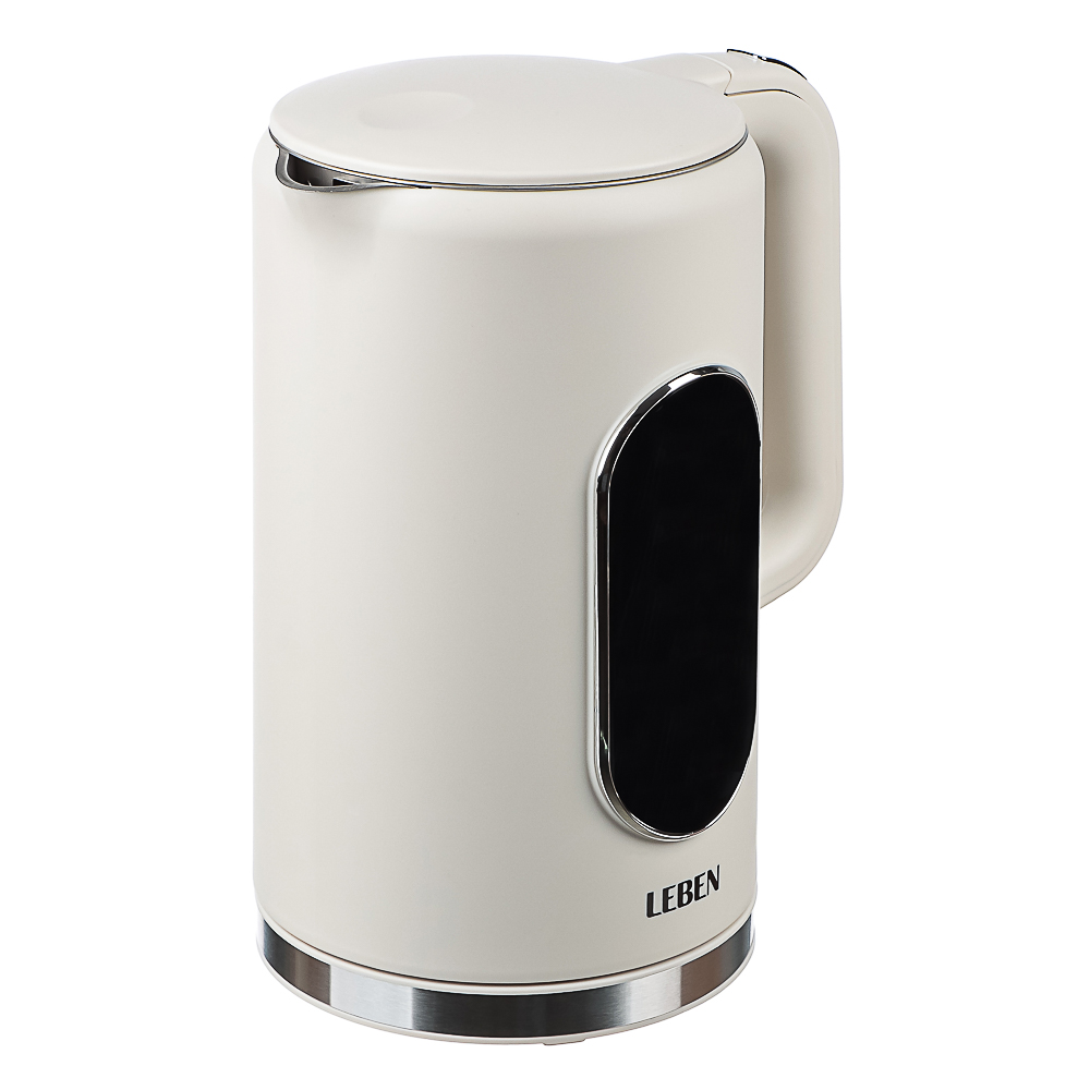 LEBEN Чайник электрический 1,7л двойные стенки пластик/нерж сталь, поддерж.температуры, оливк.и беж., арт.№ 291-135
