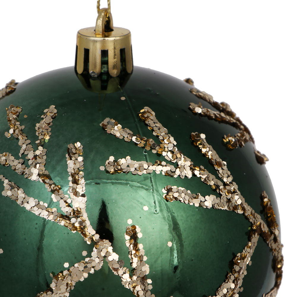 СНОУ БУМ Шар пластик 8 см, изумрудный, с веточками, арт.№ 373-634