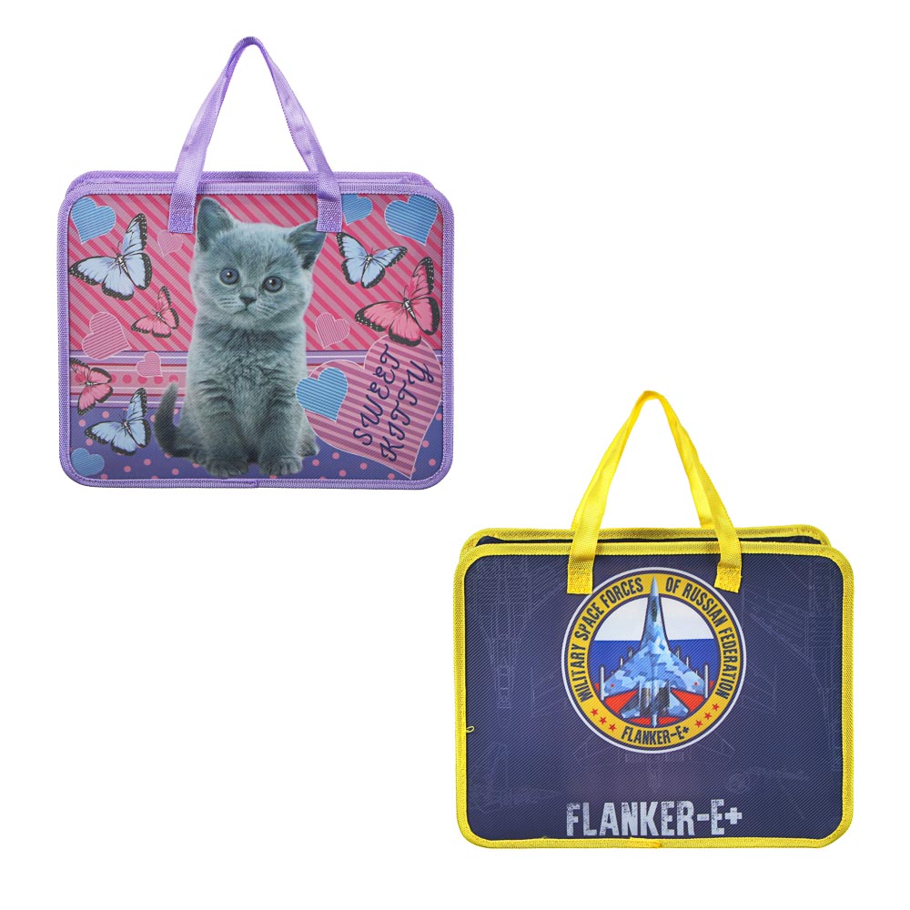 Свит Китти / Фланкер Папка для тетрадей 33,5x26см, для A4, расшир.8 см, молния сверху, ручки, пласт., арт.№ 236-058