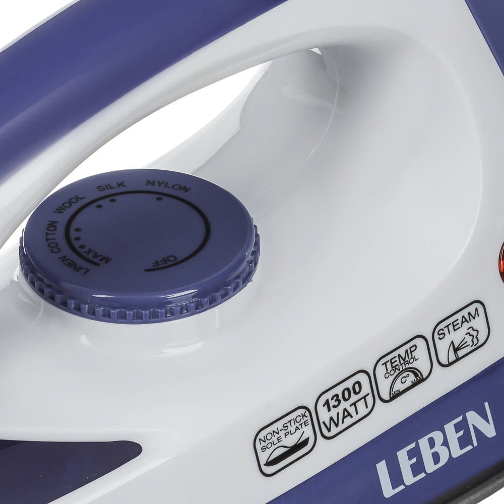 LEBEN Утюг 1300ВТ отпар, тефлон шнур 1,35м, арт.№ 249-057