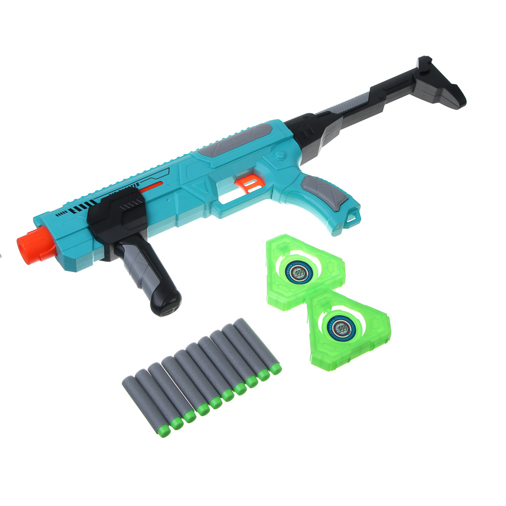 ИГРОЛЕНД Бластер "Космо", с мягкими патронами 10 шт, 2 мишени, АБС-пластик, ЭВА, 56х5,5х21,5 см, арт.№ 261-784