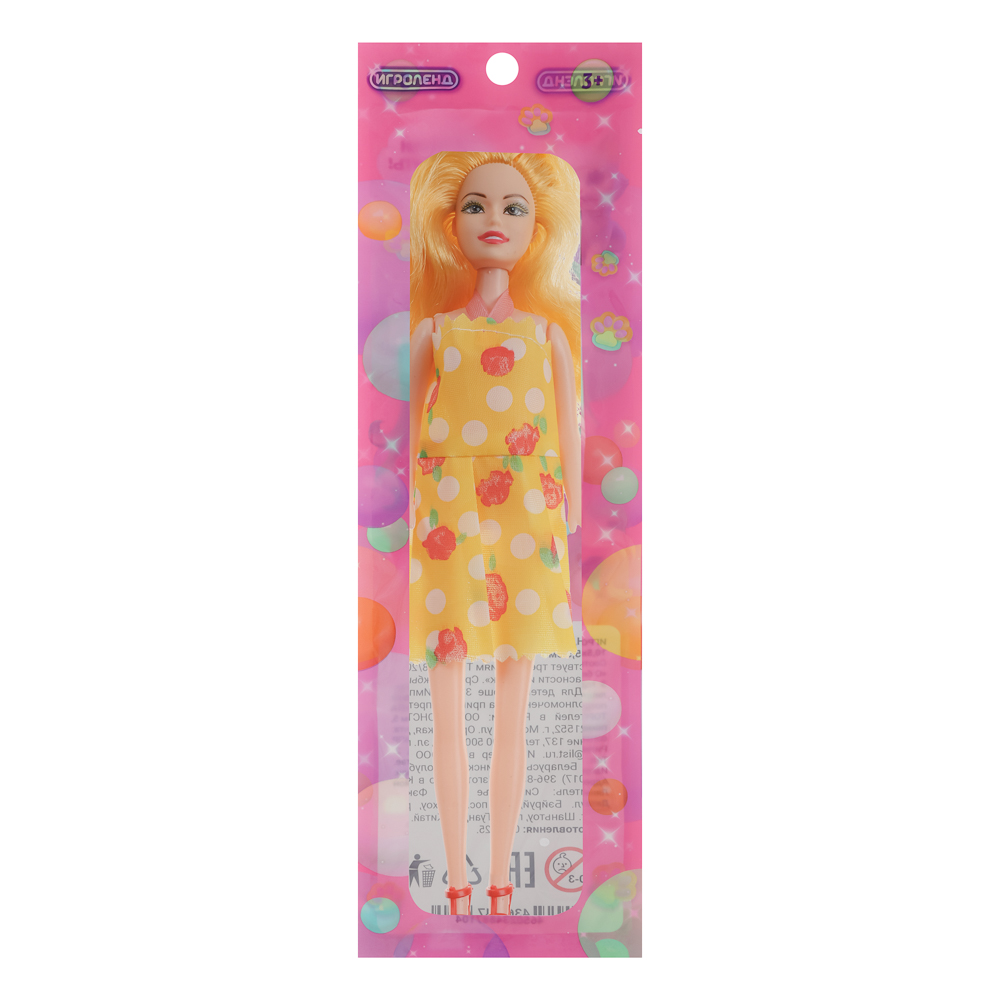 ИГРОЛЕНД Кукла в платье, 29 см, PP, PVC, 10,5х4х35,5 см, 6 дизайнов, арт.№ 436-147