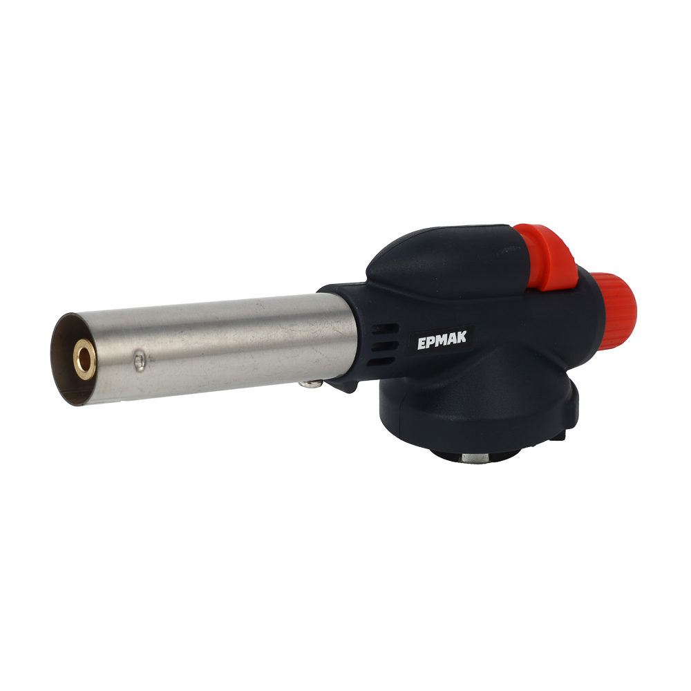 ЕРМАК Горелка газ. с пьезорозжигом, цанговый захват, шир. сопло, пласт., латунь; 15,5х4,5х5см, арт.№ 116-024