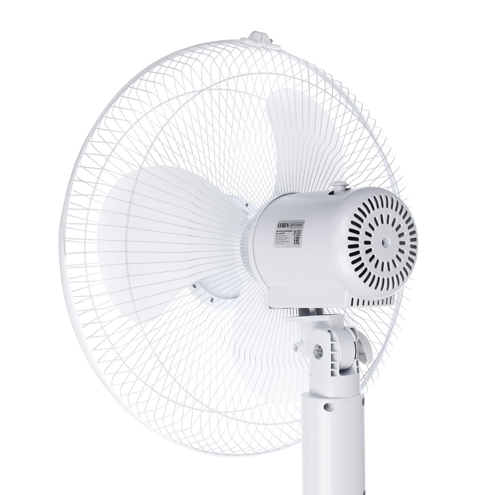 Вентилятор напольный тм LEBEN 45Вт, 3 скорости, диаметр 43см, 220в, белый, арт.№ 243-007
