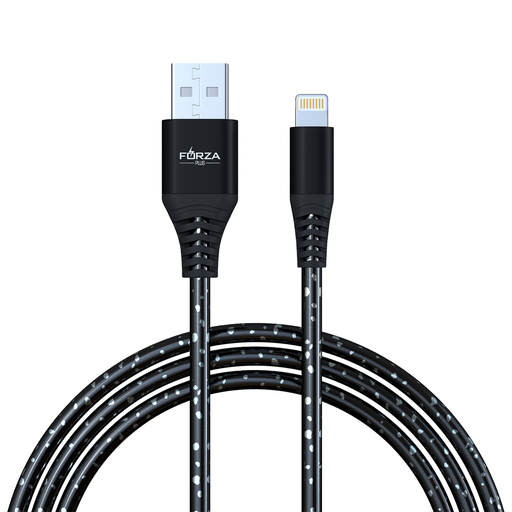 Кабель для зарядки USB(A)-iP FORZA Звёздное небо, 1м, 2А, 4 цвета, пакет, арт.№ 916-225