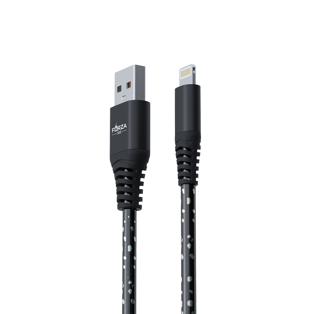 Кабель для зарядки USB(A)-iP FORZA Звёздное небо, 1м, 2А, 4 цвета, пакет, арт.№ 916-225