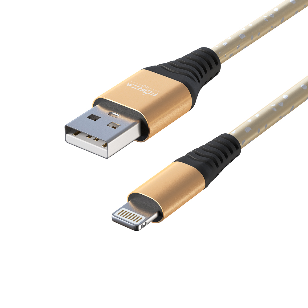 Кабель для зарядки USB(A)-iP FORZA Звёздное небо, 1м, 2А, 4 цвета, пакет, арт.№ 916-225