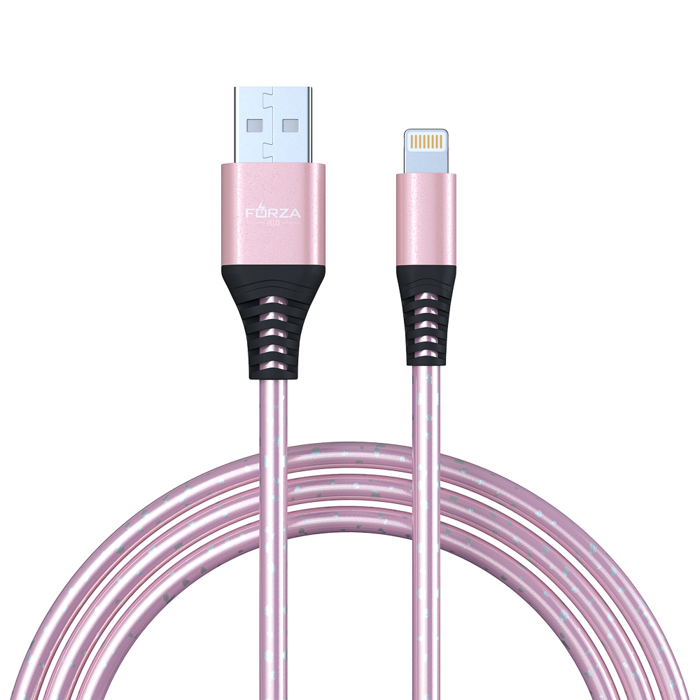 Кабель для зарядки USB(A)-iP FORZA Звёздное небо, 1м, 2А, 4 цвета, пакет, арт.№ 916-225