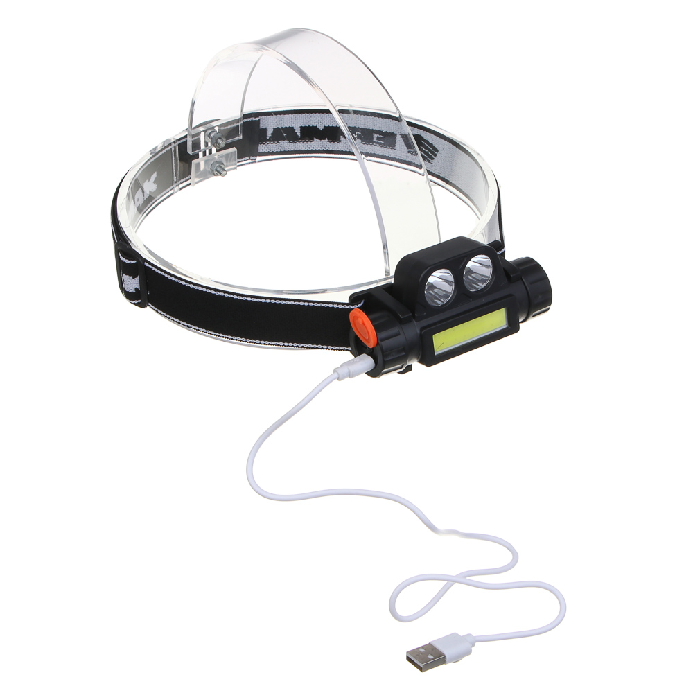 Фонарь налобный тм ЕРМАК, COB LED, 2 режима, 800мАч, зарядка USB, пластик, 92х35х45 мм, арт.№ 221-094