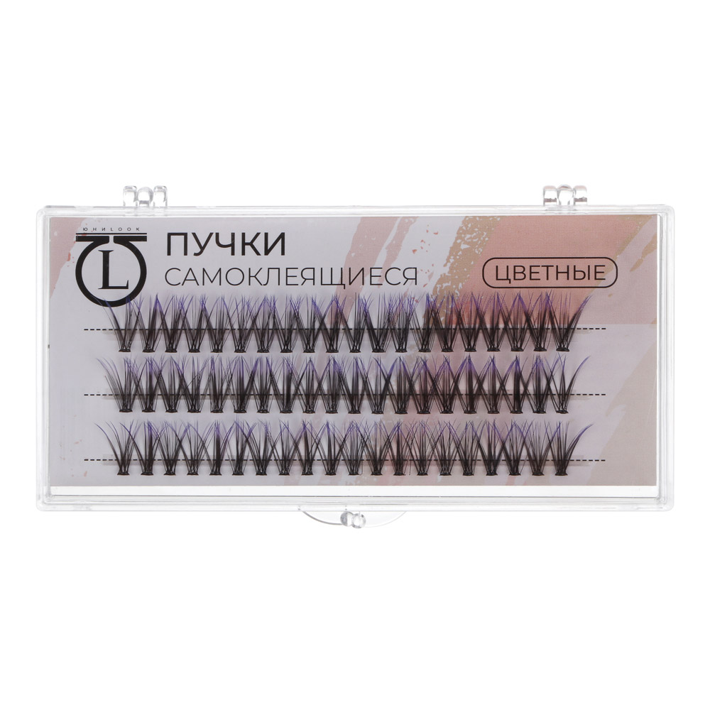Пучки самоклеящиеся цветные 60 шт тм ЮНИLOOK, синтетика, 12мм, объем 20D, изгиб C, 6 цветов, арт.№ 357-385