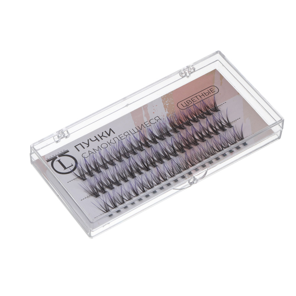 Пучки самоклеящиеся цветные 60 шт тм ЮНИLOOK, синтетика, 12мм, объем 20D, изгиб C, 6 цветов, арт.№ 357-385