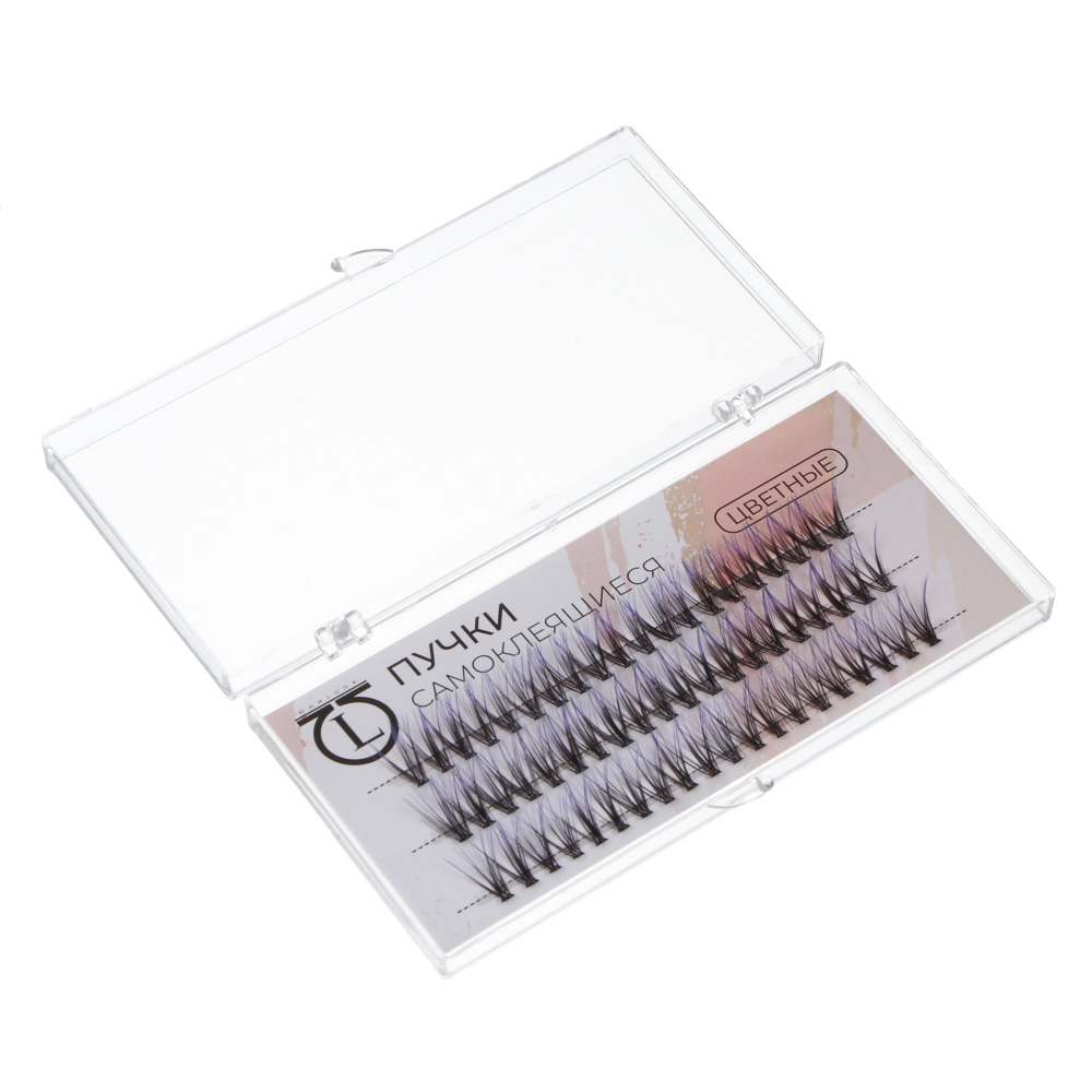 Пучки самоклеящиеся цветные 60 шт тм ЮНИLOOK, синтетика, 12мм, объем 20D, изгиб C, 6 цветов, арт.№ 357-385