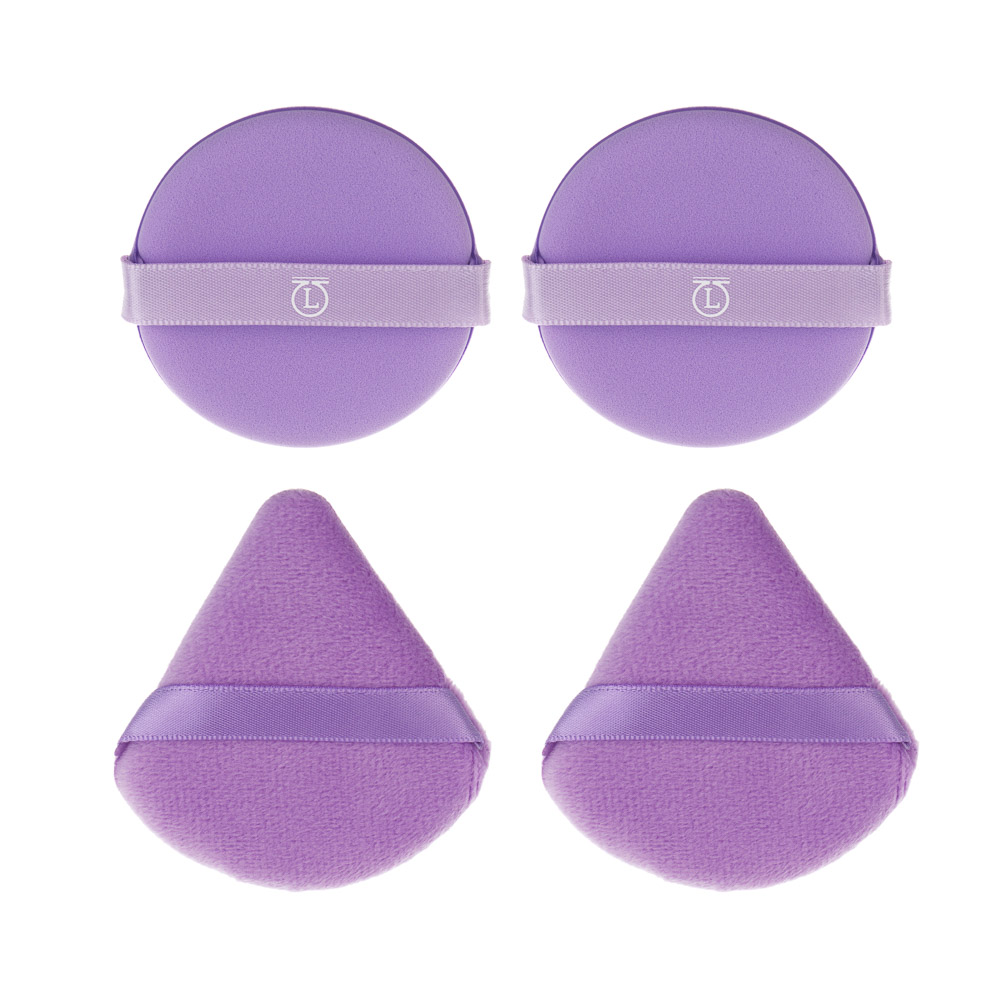 Набор для визажа (пуховка 6,5x7x0,7см, 2 шт., спонжи d5,5см 2 шт)в футляре тм ЮL, п/э, ПУ, 4 цвета, арт.№ 357-387