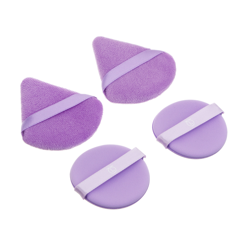 Набор для визажа (пуховка 6,5x7x0,7см, 2 шт., спонжи d5,5см 2 шт)в футляре тм ЮL, п/э, ПУ, 4 цвета, арт.№ 357-387