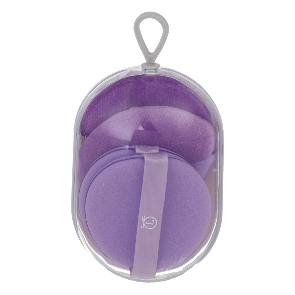 Набор для визажа (пуховка 6,5x7x0,7см, 2 шт., спонжи d5,5см 2 шт)в футляре тм ЮL, п/э, ПУ, 4 цвета, арт.№ 357-387