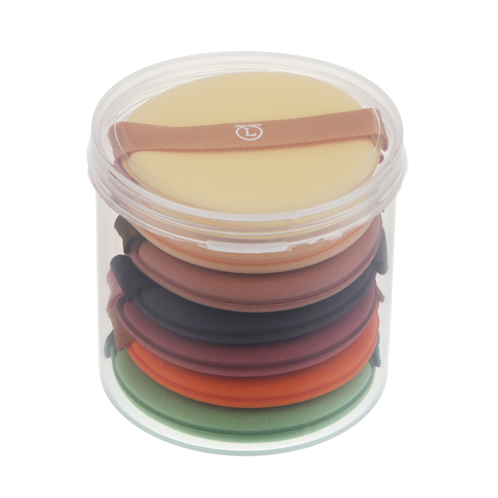 Набор спонжей для макияжа 7 шт в тубусе тм ЮНИLOOK, полиуретан, полиэстер, d5см, арт.№ 357-388