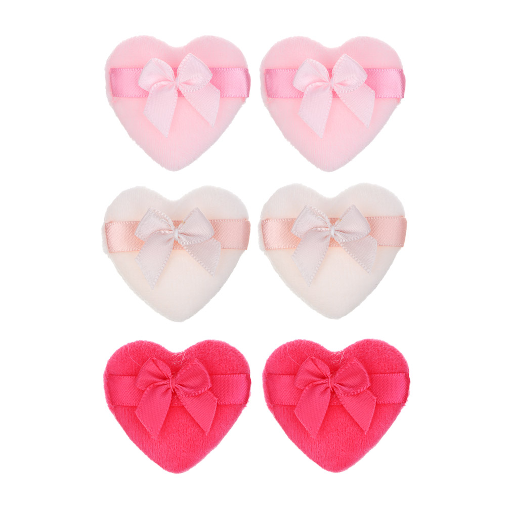 ЮНИLOOK Спонж-пуховка в виде сердца, 2 шт, полиэстер, ППУ, 4,5х4,7см, 3 цвета, арт.№ 357-377