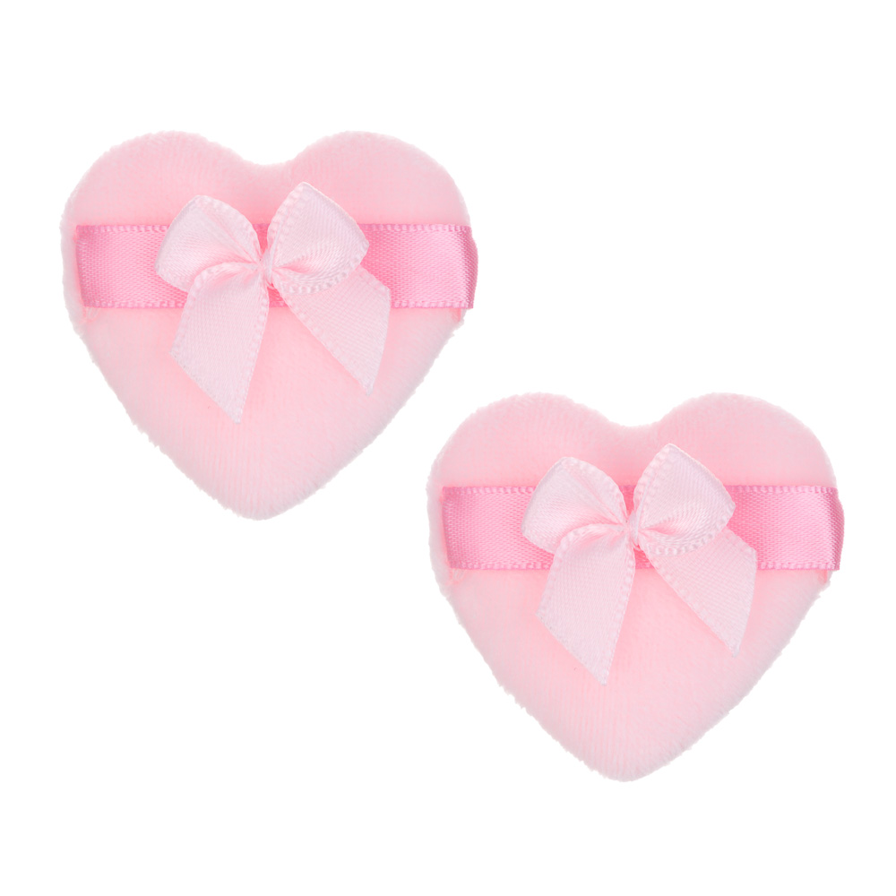 ЮНИLOOK Спонж-пуховка в виде сердца, 2 шт, полиэстер, ППУ, 4,5х4,7см, 3 цвета, арт.№ 357-377