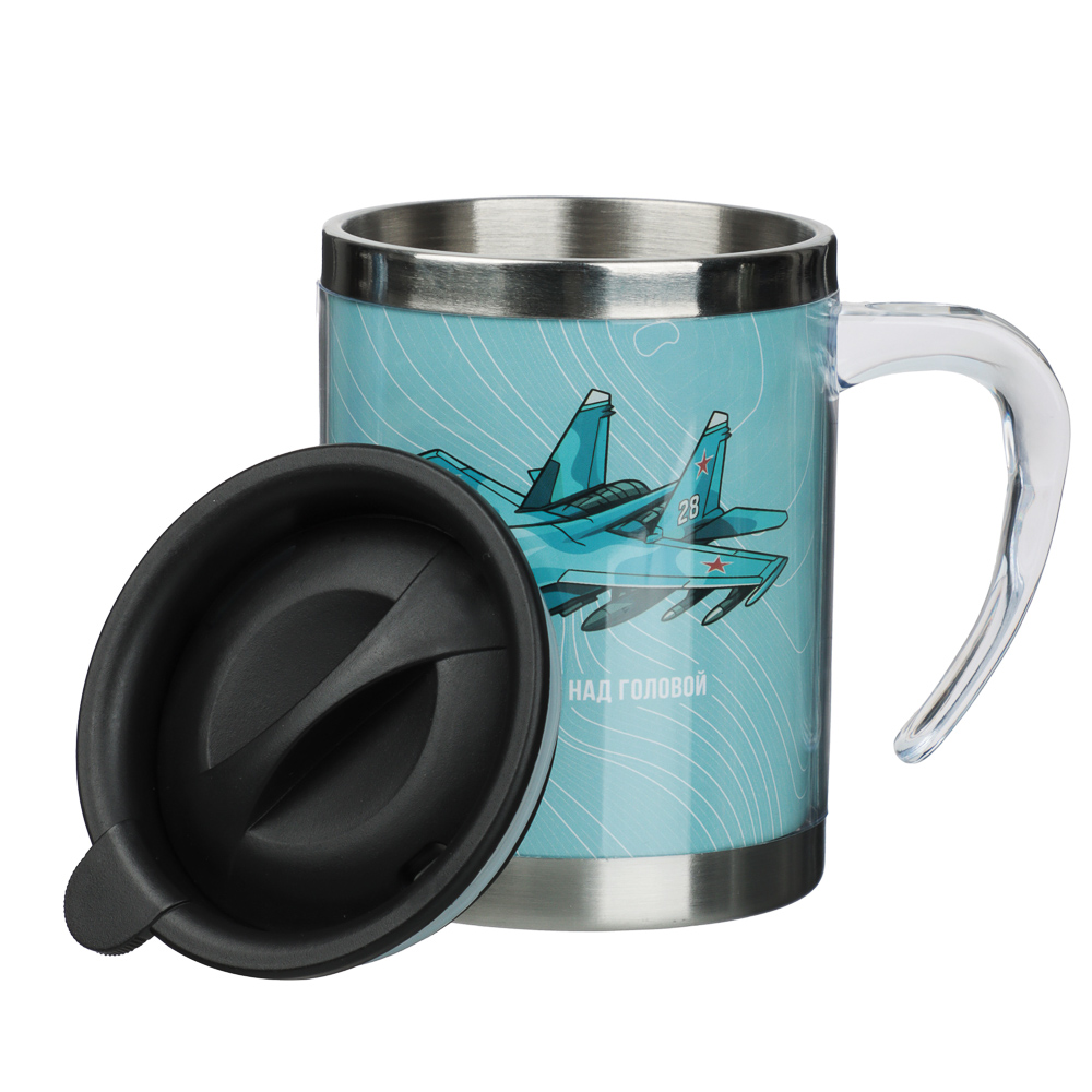 Термос-кружка 400мл, "Для мужчин", нерж.сталь, 3 дизайна, арт.№ 841-869