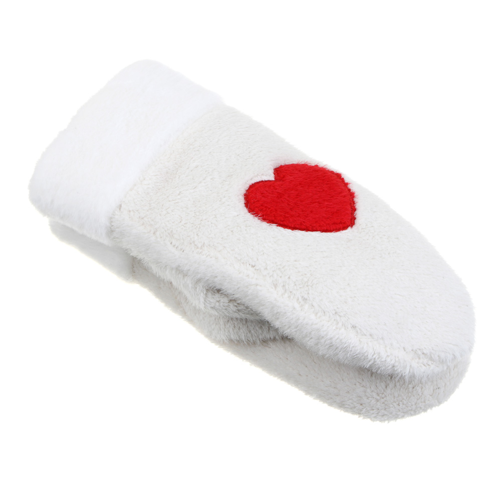 GALANTE Рукавицы женские пушистые с аппликацией сердце, р-р 18-20, кремовый, СЗМП24-19, арт.№ 363-415