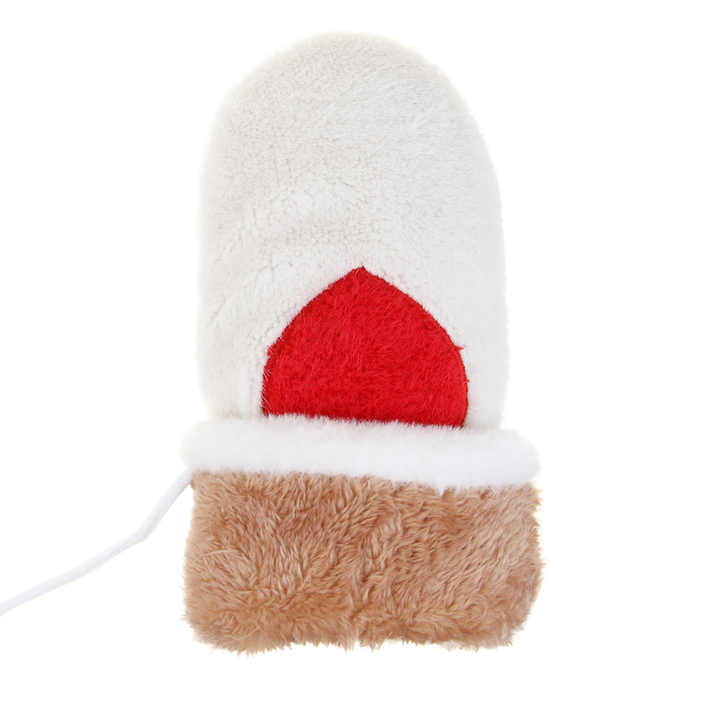 GALANTE Рукавицы женские пушистые с аппликацией сердце, р-р 18-20, кремовый, СЗМП24-19, арт.№ 363-415