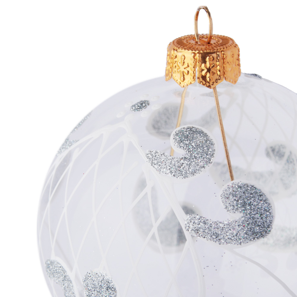 СНОУ БУМ Шар ручной работы "Зимний узор", 85 мм, стекло, 3 дизайна, арт.№ 368-081