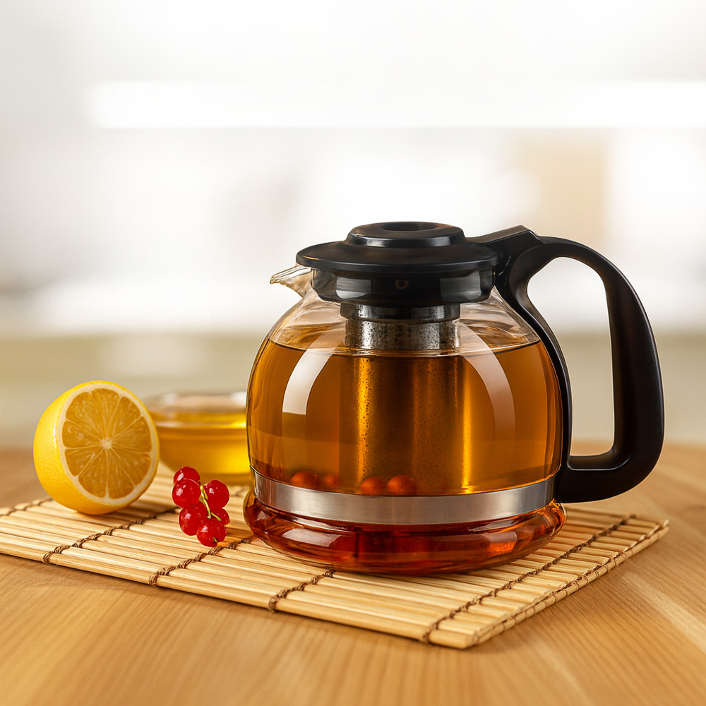 VETTA Чайник заварочный 1500мл, ситечко из нержавеющей стали, стекло, полипропилен, арт.№ 850-101