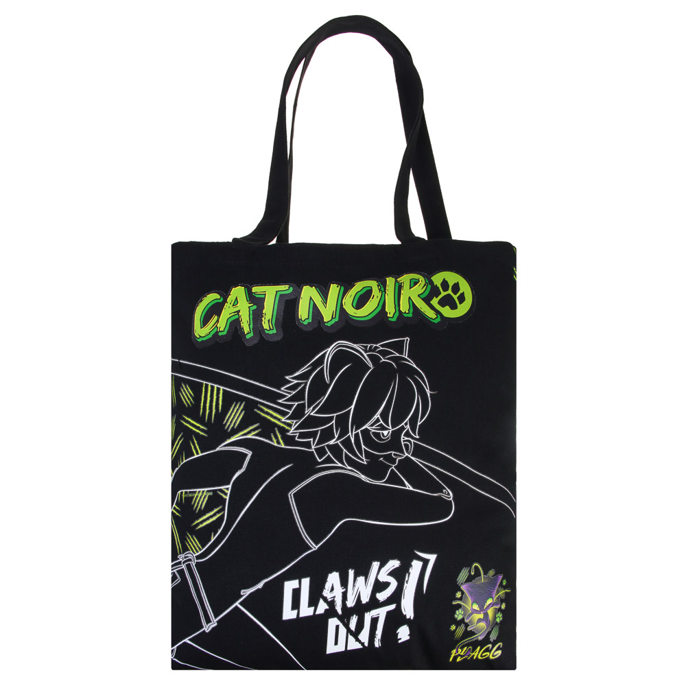 Супер-Кот Сумка-шоппер, 38x42см, внутр.карман, ручки 58 см, черный ПЭ под ткань, серия "Скетч", арт.№ 811-029