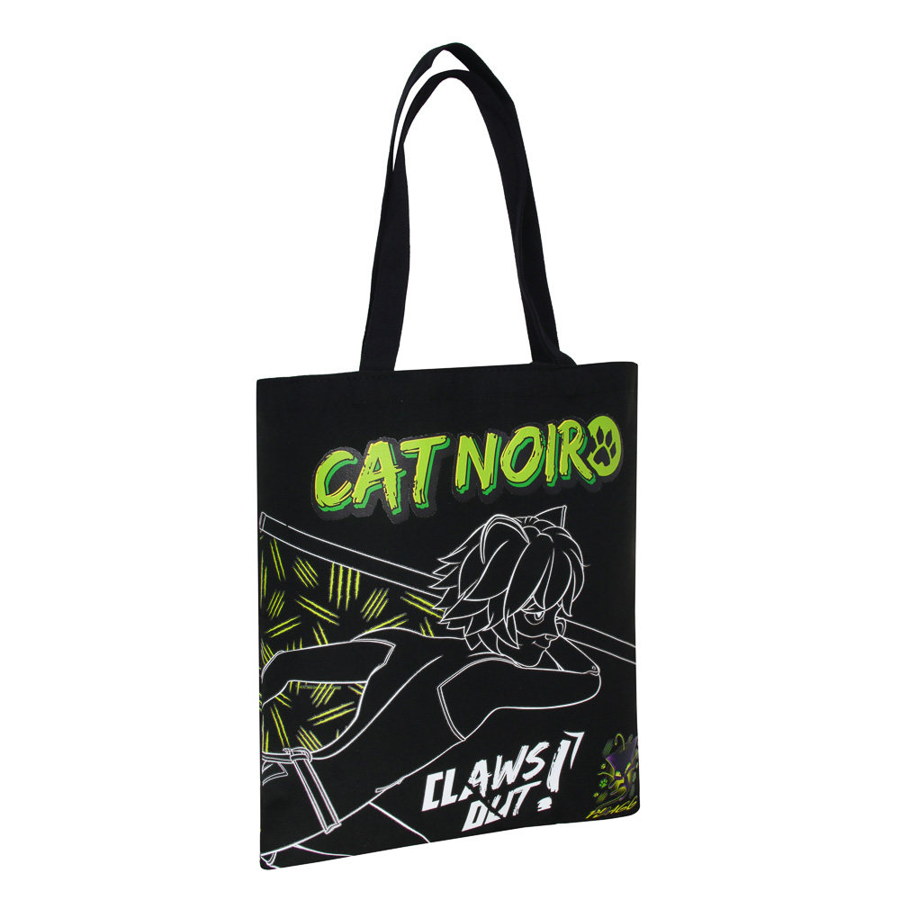 Супер-Кот Сумка-шоппер, 38x42см, внутр.карман, ручки 58 см, черный ПЭ под ткань, серия "Скетч", арт.№ 811-029