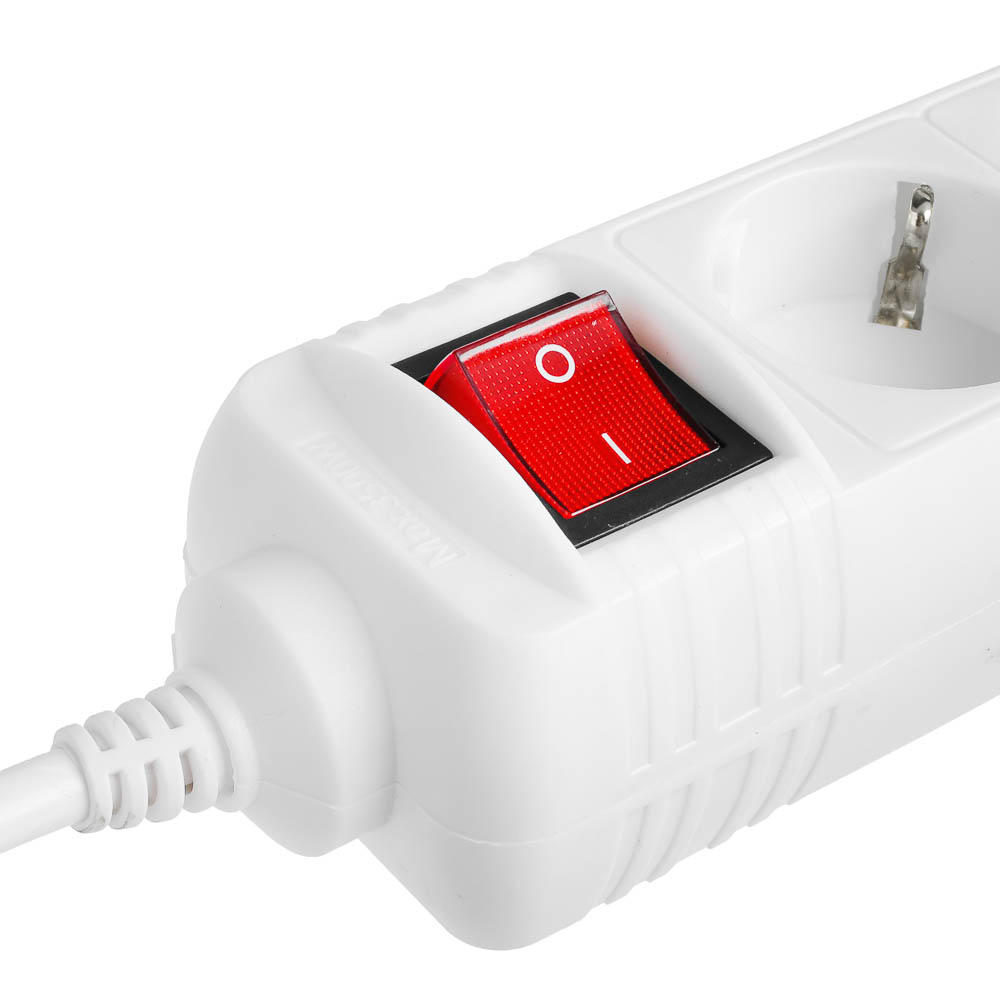 Удлинитель 5 гнезд 3м BY, с зазем и выкл., евро, с защит. шторками, 16A, 3500Вт, арт.№ 907-035