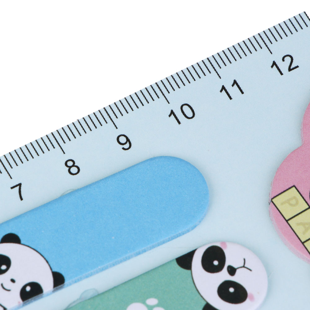 Закладки с клеевым краем фигурные, линейка 16см, 6,7х21,5см, 15 листов, 4 дизайна, Панда, арт.№ 533-048