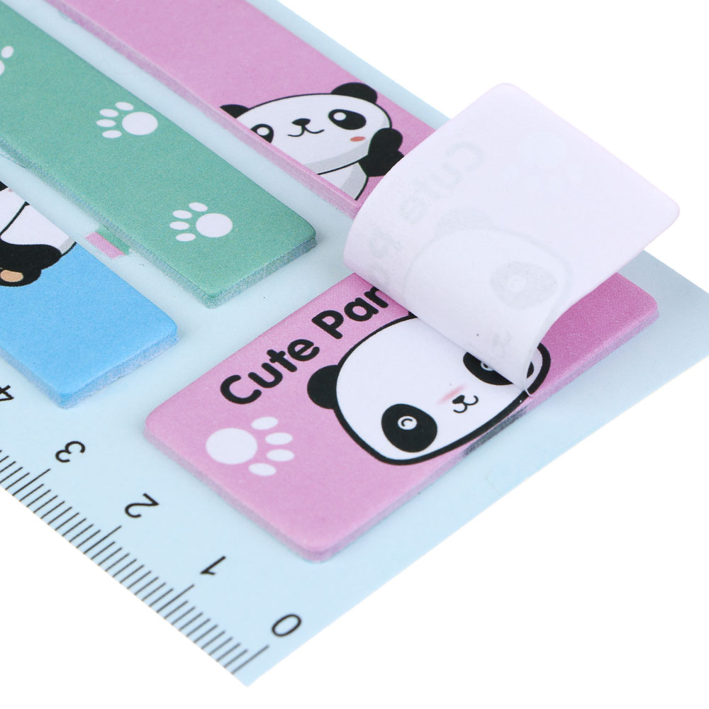 Закладки с клеевым краем фигурные, линейка 16см, 6,7х21,5см, 15 листов, 4 дизайна, Панда, арт.№ 533-048