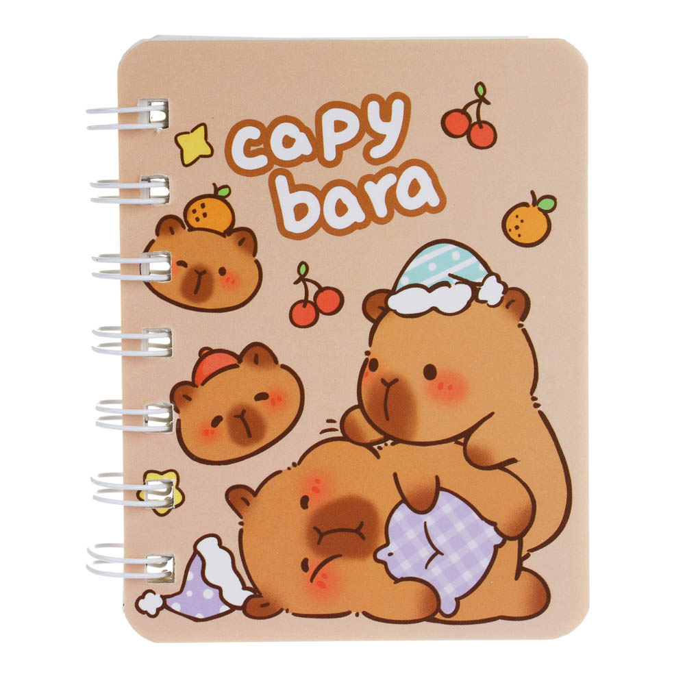Записная книжка на спирали, 8x10см, 78 л., 4 дизайна, Капибары, арт.№ 574-066
