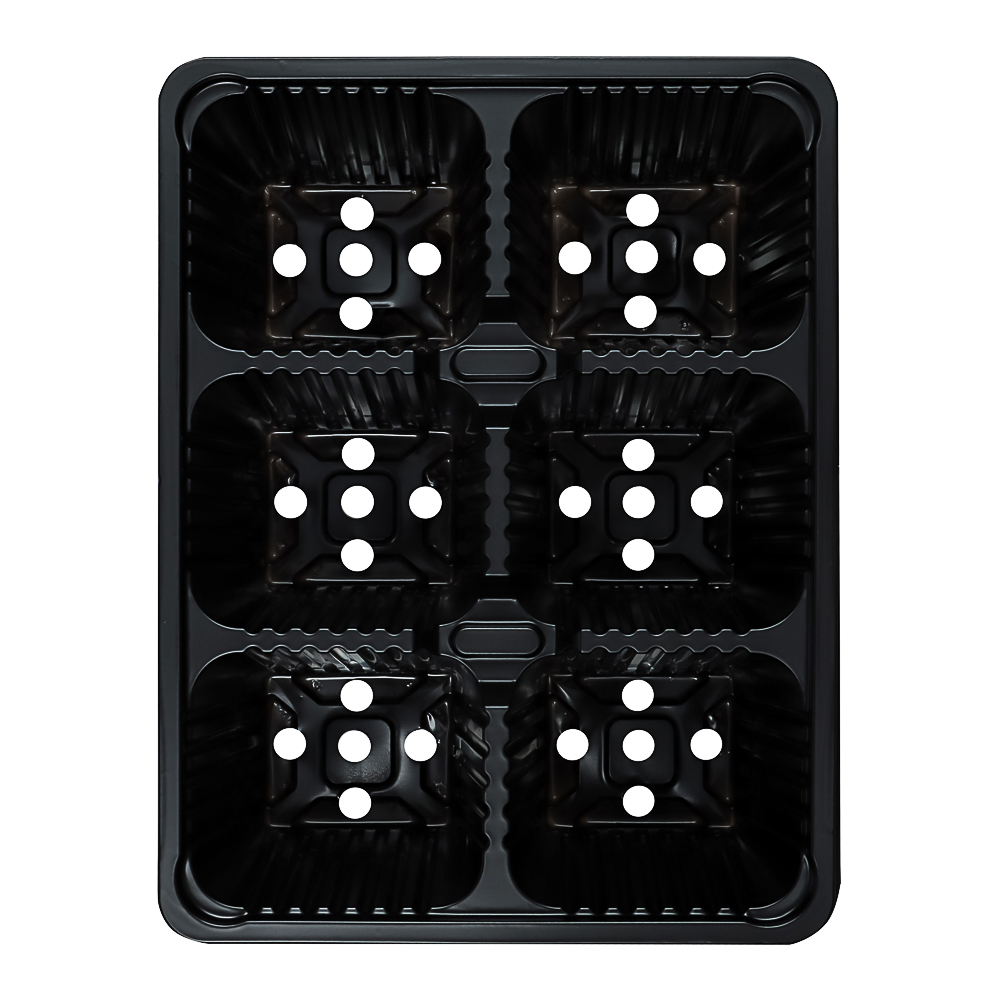 Мини-кассета рассадная 6 ячеек (уп.10 шт), черная, арт.№ 105-074