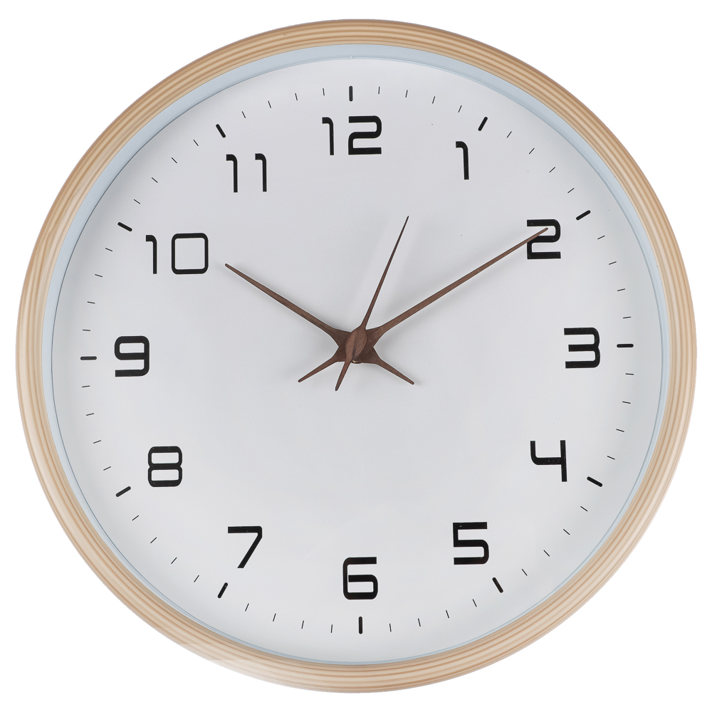 Часы настенные круглые, d30 см, 1xАА, пластик, цвет светлое дерево, арт08-15, арт.№ 581-058