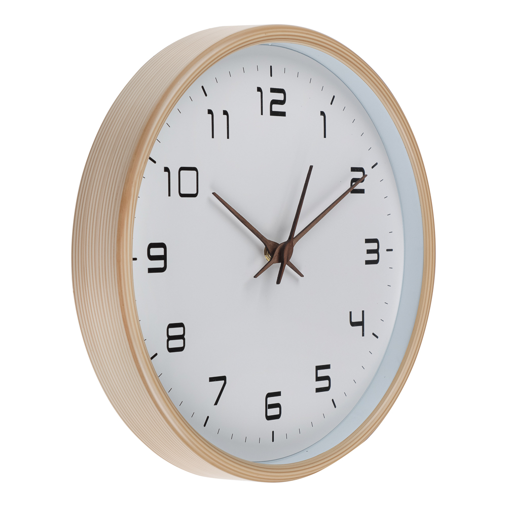 Часы настенные круглые, d30 см, 1xАА, пластик, цвет светлое дерево, арт08-15, арт.№ 581-058