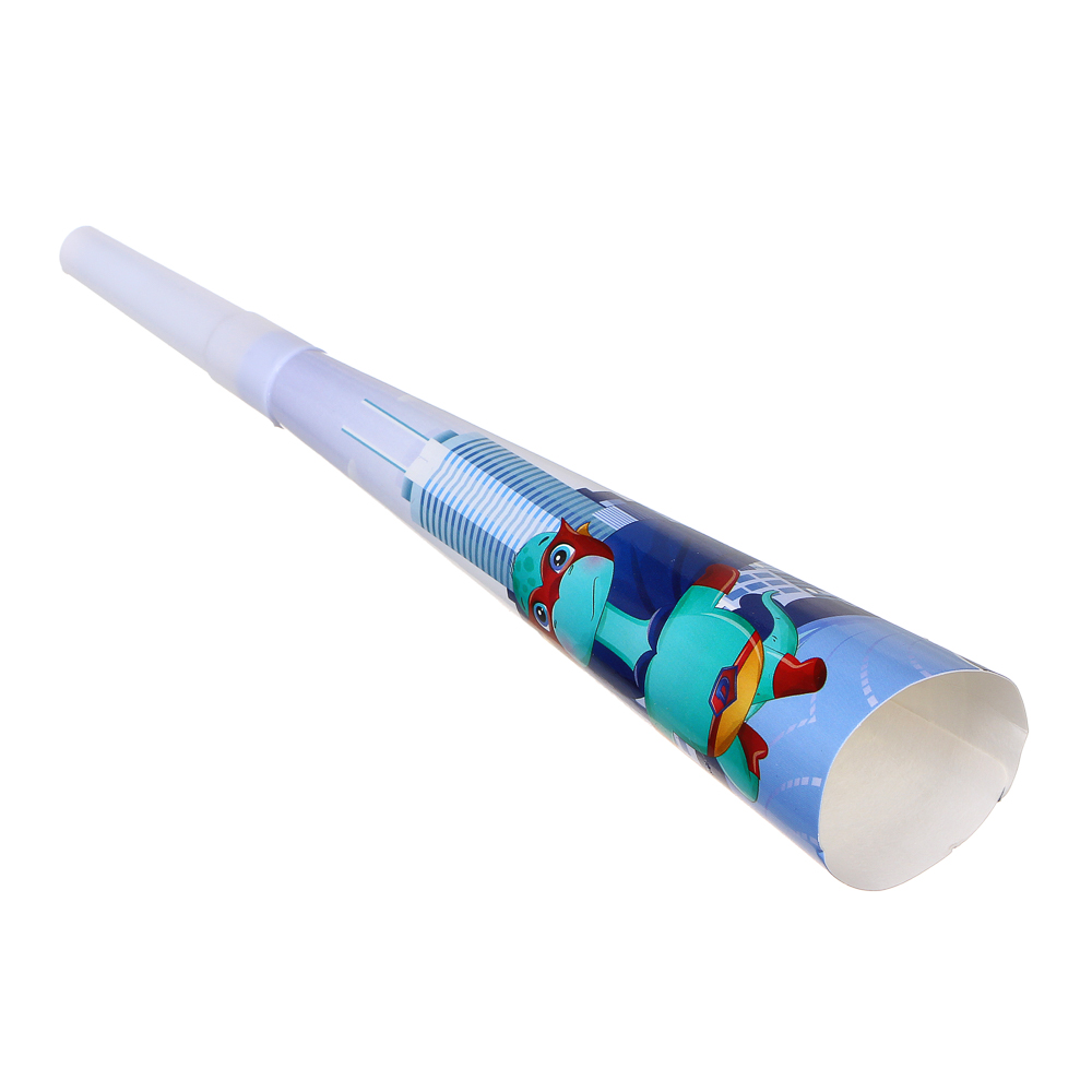 Набор гудков 6шт, праздничных, 20,5х3,5см, бумага, пластик, с изображением динозавриков, арт.№ 585-040