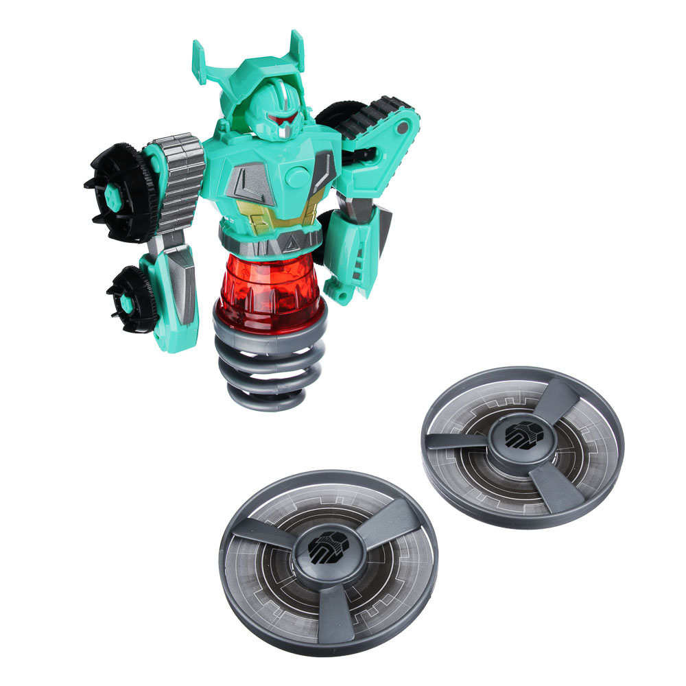 ИГРОЛЕНД Игрушка "запускалка" в виде трансформирующ. робота,волчок, диск, свет, ABS, 21,6х30х5см, арт.№ 900-014