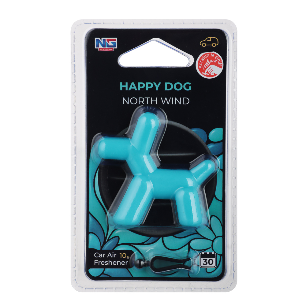 NEW GALAXY Ароматизатор на дефлектор 10гр.,Happy Dog фрукт. сад,сладк.вишня,черн. бархат,север.ветер, арт.№ 794-703