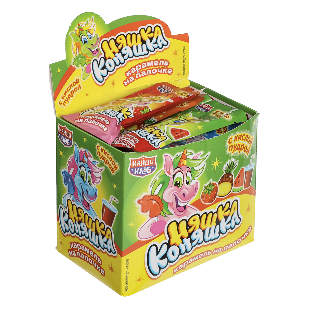 Карамель на палочке с кислой пудрой "Няшка Коняшка" ассорти 12г, арт.№ 347-513