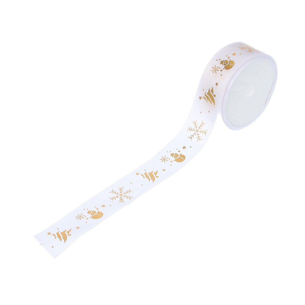 Лента для подарков новогодняя, 2,5 см x 2,7 м, полиэстер, арт.3, 6 диз., арт.№ 505-165