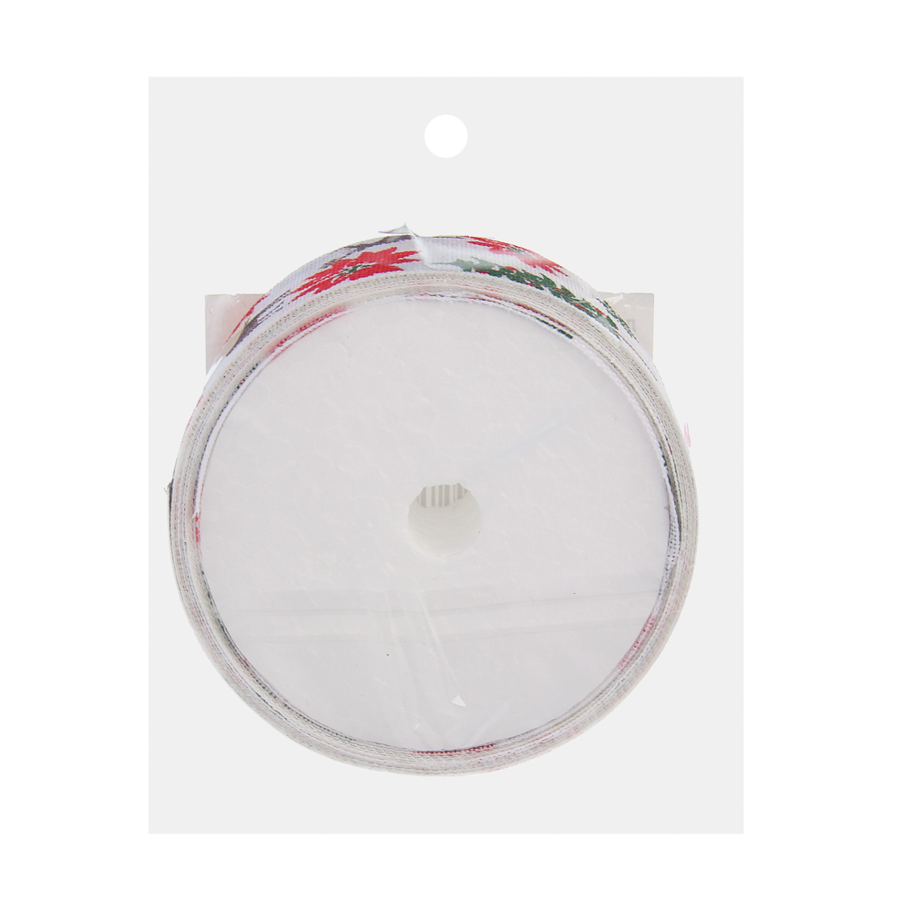 Лента для подарков новогодняя, 2,5 см x 2,7 м, полиэстер, арт.4, 3 диз., арт.№ 505-166