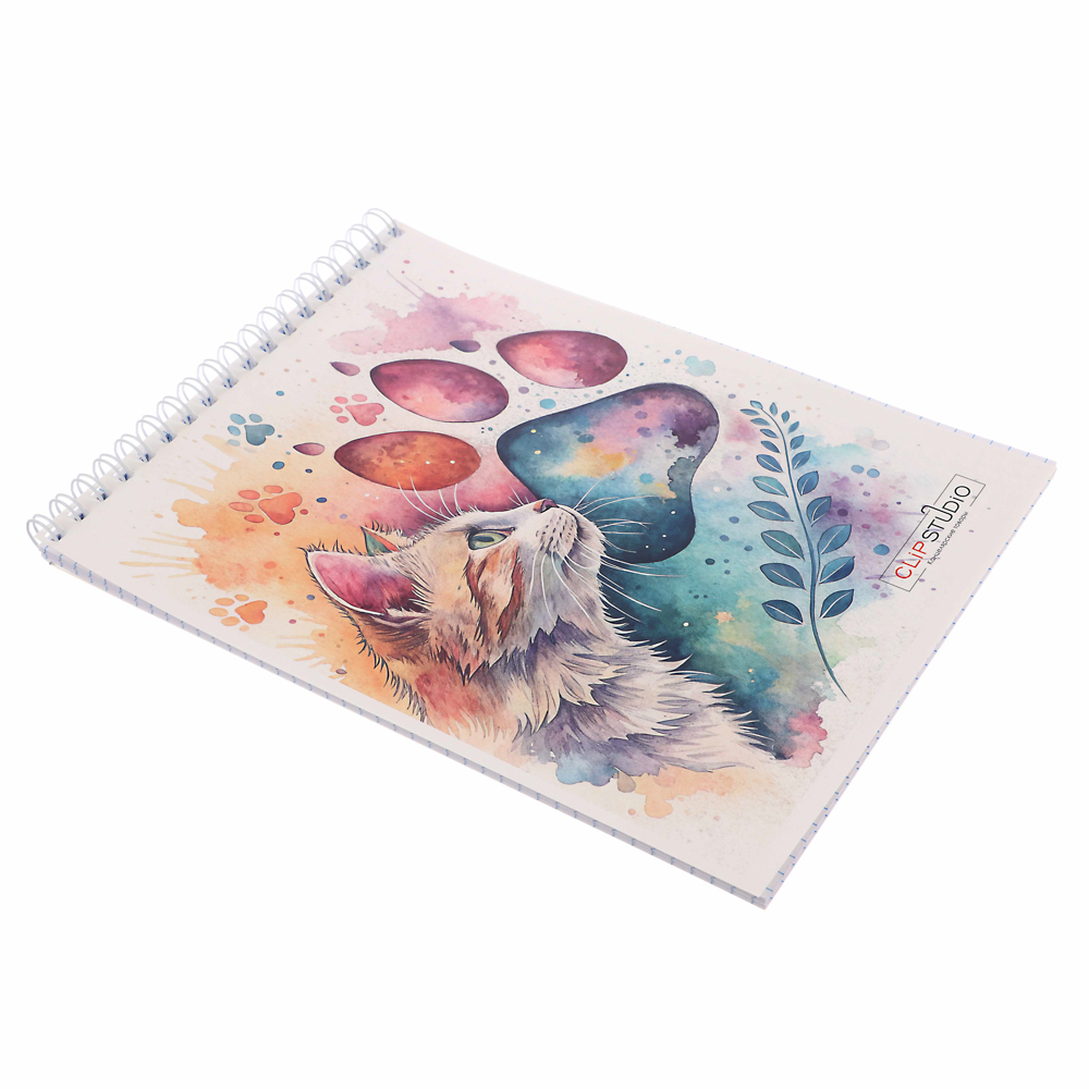 Блокнот А5, 40 листов в клетку ClipStudio, офсет, обложка картон, спираль,  8 дизайнов, арт.№ 540-017