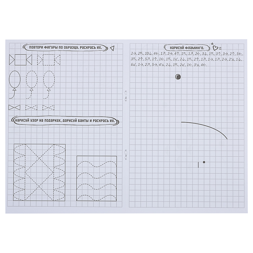 ПРОФ-ПРЕСС Книжка "Графические диктанты", 16,5x23,5см, 12 стр., 4 дизайна, арт.№ 876-094